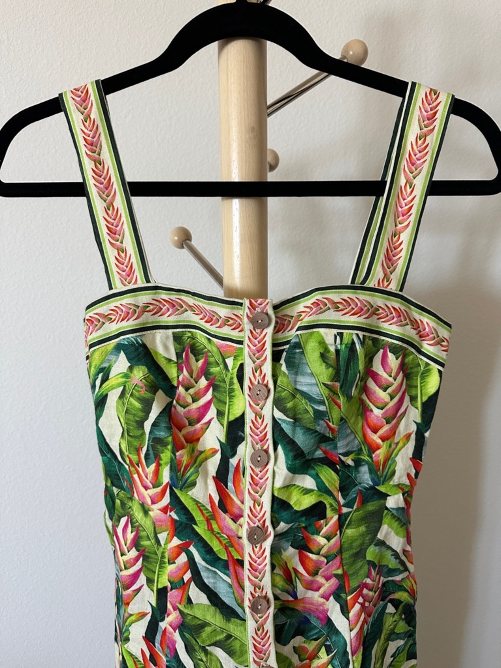Farm Rio Heli Leaves Pearl Midi Dress sz XXS BNWT - Picture 4 of 11